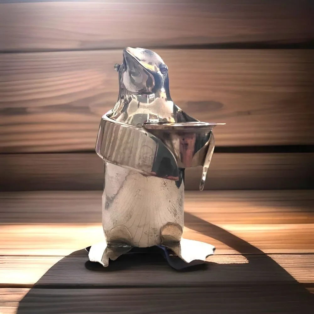 Restoration Hardware Penguin Silver Plated Candle Holder Winter Display Decor